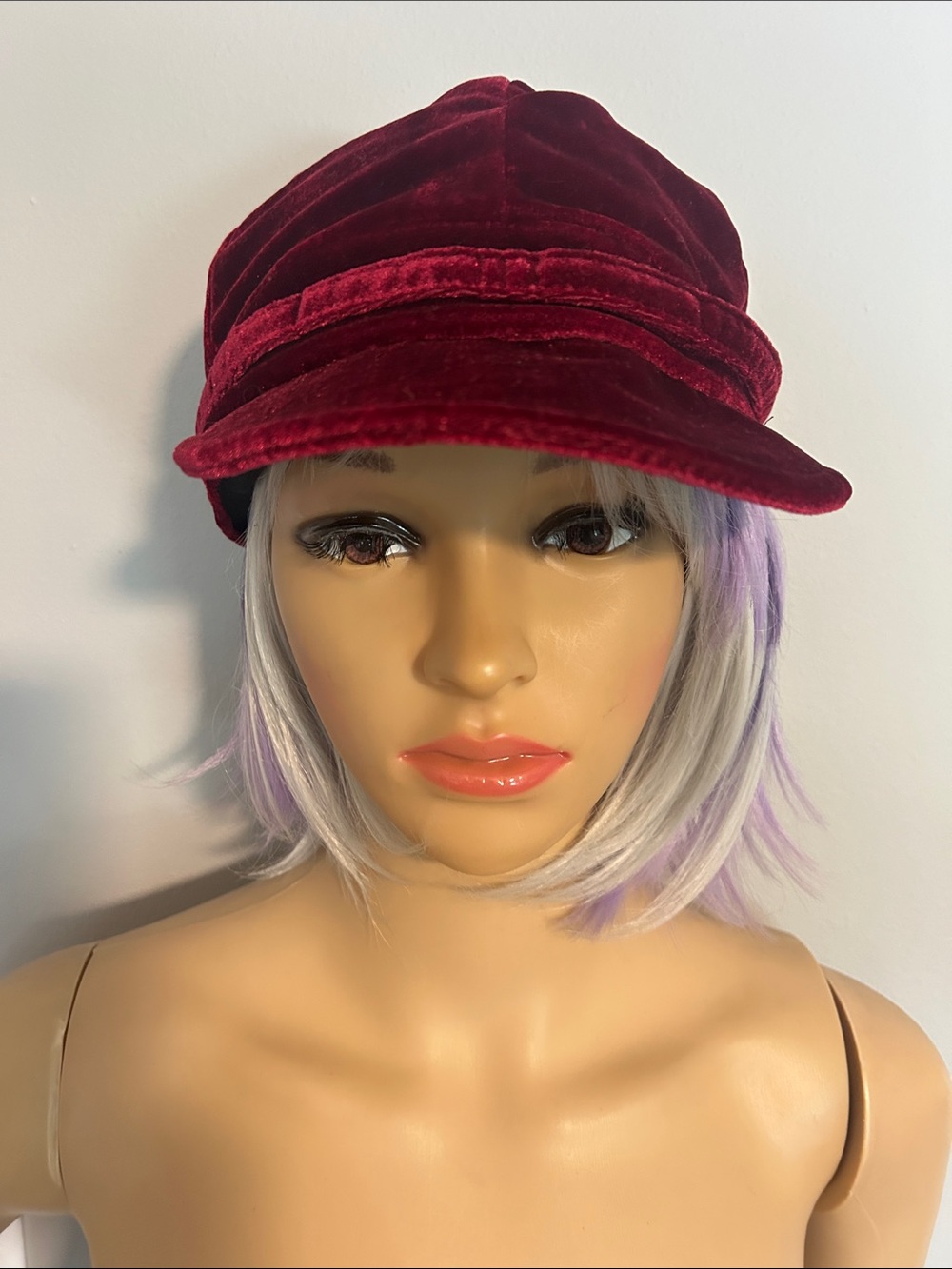 Nine West Velvet Cadet Cap - Burgundy